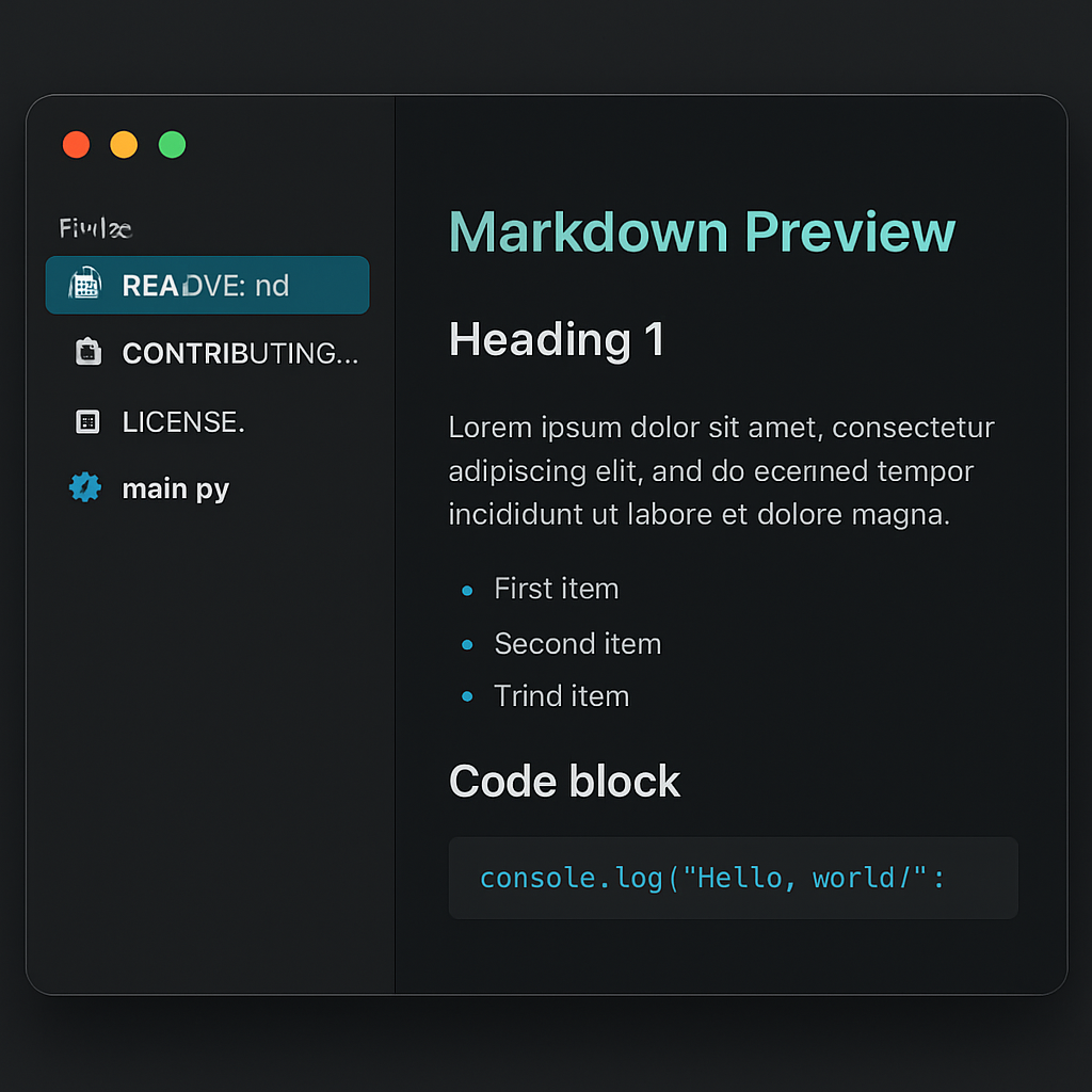 Iruka split view showing a file list next to a rendered Markdown document